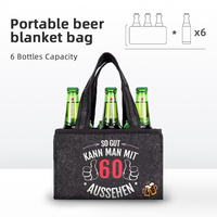 Articles promotionnels : Sac de transport pour 6 bouteilles de vin en feutre, sac à main de transport pour vin rouge, séparateur de bouteilles, style tendance, motif personnalisé, vente en gros