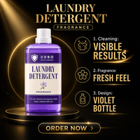 Lessive liquide en vrac OEM Violet à paroi droite, produits de lessive, parfum longue durée, fraîcheur, produits de nettoyage