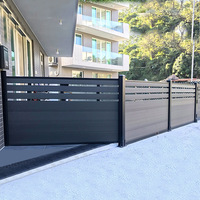 Panneau de clôture de jardin en composite bois-plastique de 1,80 m pour extérieur, balcon, mur, système de sécurité, poteau en aluminium, minimaliste