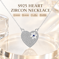 Nuevo Collar de Plata de Ley 925 con Colgante de Corazón con Circonitas, Regalo para el Día de San Valentín para Mujer