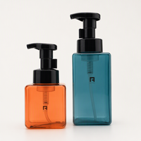 Botol Kosmetik Busa Persegi PET PCR dengan Label Logo Custom 250-450ml untuk Lotion, Sampo, Pembersih Wajah, Serum Perawatan Kulit, dengan Pompa