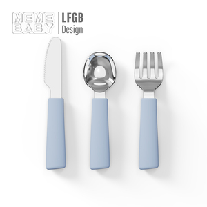 MEMEBABY Toptan Çocuk Paslanmaz Çelik Çatal Bıçak Seti Sürdürülebilir Çevre Dostu Kaşık Çatal Besleme Bebek Silikon Çatal Bıçak Seti 2-4 Yaş - Product Image 4