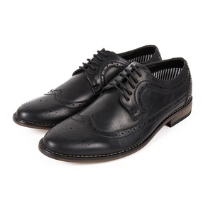 Oxford-chaussures de travail pour hommes, en cuir véritable, avec points délicates, dentelle noire, personnalisées, finition exquise, 2019 - Product Image 1