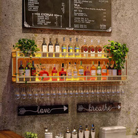 Étagère murale moderne en fer forgé pour bouteilles de vin, avec éclairage détachable, pour restaurant, bar, maison, meuble de rangement pour vin et bière