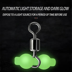 <span class=keywords><strong>Pêche</strong></span> roulant pivotant forme de gourde 3 voies ligne croisée connecteur lumineux <span class=keywords><strong>Triple</strong></span> roulement baril émerillons avec perles lumineuses - Product Image 3