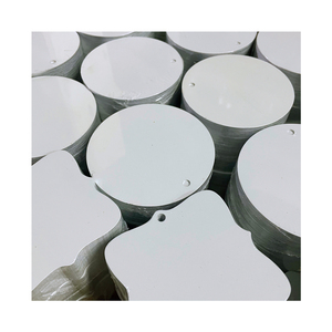 Rts thăng hoa Đồ trang trí 3/3.5/4 inch kim loại trống vòng Cây giáng sinh mặt dây với ruy băng màu Đỏ - Product Image 6