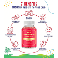 Gummies de citrate de magnésium pour enfants, saveur framboise, sans sucre, véganes, à la pectine, 500 mg, marque privée OEM, pour le soutien de l'humeur et du sommeil