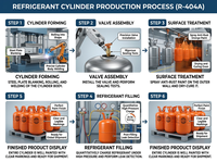 Bouteille de gaz industrielle pour gaz réfrigérant R404a, emballage haute pureté, capacité 10,9 kg, vente en gros pour fabricants de stockage frigorifique