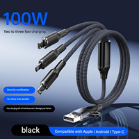 Cable de Datos Tipo-C Trenzado de Nailon 3 en 2, Carga Rápida PD de 100W, USB-C para Teléfonos Android, Laptops, Dispositivos iOS, Compatible con Cámaras