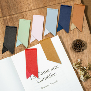 Multi-Color PU Leather Bookmark New Ins Style Simple Design Portable Business Student Book Labels Promotional Bookmarks