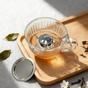 Modern Aço Inoxidável Bule Em Forma De Chá Coador Fine Mesh Chá Infusor Com Corrente Gancho e Bandeja De Gotejamento - Product Image 5