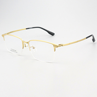 Kacamata Optik Pria Model 8002 Bergaya, Titanium Murni Solid, Tahan Lama, Semi-Frame Persegi Kelas Atas, Pengiriman Cepat Langsung