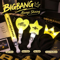 Ensemble de bâtons lumineux LED pour concert BIGBANG, en acier inoxydable, avec bandeau lumineux jaune, baguette lumineuse, bracelet lumineux clignotant en forme d'étoile, de cœur et de couronne, pour fête