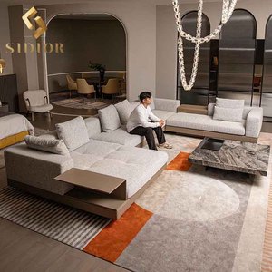 High End italienisches modernes Leder Modular Sectional Villa <span class=keywords><strong>8</strong></span>-Sitzer Übergröße Riesige große Couch <span class=keywords><strong>Sofa</strong></span> <span class=keywords><strong>Set</strong></span> <span class=keywords><strong>L</strong></span>-förmige Ecksofa Couch
