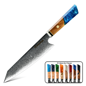 Coltello <span class=keywords><strong>da</strong></span> Chef Giapponese Kiritsuke Grandsharp 8.2" in Vero Acciaio Damasco a 67 Strati con Manico in Resina Colorata e Legno Solifilato - Utensile <span class=keywords><strong>da</strong></span> <span class=keywords><strong>Cucina</strong></span> per Affettare - Product Image 2