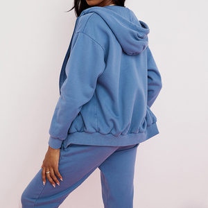 เสื้อผ้าผู้หญิงที่กำหนดเองสูงขายส่ง Azure ซิปผ่าน Hoodie - Product Image 5