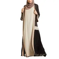 Mode Voorzijde Geopend Kimono Arabische Stijl Dubai Moslim Abay Laatste Nieuwe Ontwerpen Borduren Vest Islamitische Kleding Std1055