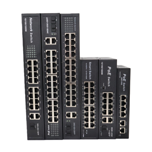 Gigabit 24 Port POE 24GE +2 Uplink +2 SFP Unmanaged Rack Mounted Ethernet Switch Capacity 10/100/1000Mbps