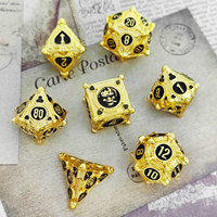 Ensemble de dés de jeu de rôle D&D en métal massif, 7 pièces, faits à la main, à bords vifs, polyédriques, couleur or rouge vif, pour jeux de société Dungeons & Dragons