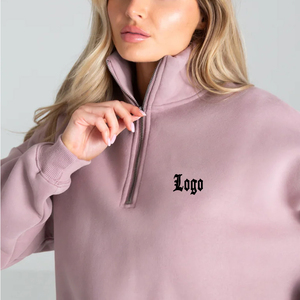 Felpe <span class=keywords><strong>con</strong></span> Cappuccio Oversize <span class=keywords><strong>in</strong></span> Cotone e Poliestere di Alta Qualità <span class=keywords><strong>con</strong></span> <span class=keywords><strong>Zip</strong></span> 1/4 per Donna, Felpe Personalizzate all'Ingrosso - Product Image 4