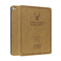 Étui à rabat Pengjin rétro en similicuir à motif cerf avec support magnétique pour iPad 9.7/10.2/10Pro/11/Air10.9