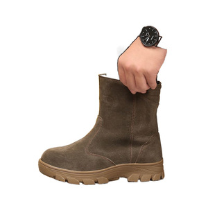 Bottes de neige pour hommes, couleur kaki, talon moyen, couleur unie, chaudes, pour l'hiver, pour l'extérieur - Product Image 5