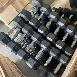 Quả tạ sản xuất thiết bị tập thể dục cao su Hex dumbells trọng lượng thiết lập kg pound Hex cao su quả tạ - Product Image 6