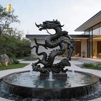 Statue de dragon chinois antique en bronze de grande taille RELONG, sculpture animale en métal pour la décoration de jardin extérieur