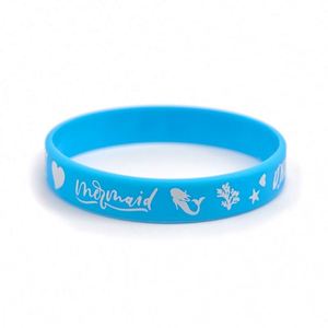 Pulsera de Silicona con Diseño de Sirena, para Eventos de Acuarios, Estilo de Dibujos Animados, Pulsera de Goma con Logotipo Personalizado e Información - Product Image 3