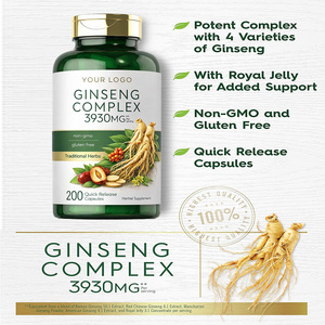 Doğal <span class=keywords><strong>Ginseng</strong></span> Kompleksi Kapsülleri Porsiyon Başına 3930mg Bitkisel Takviye GMP Sertifikalı 200 Hızlı Salınımlı Kapsül - Product Image 2