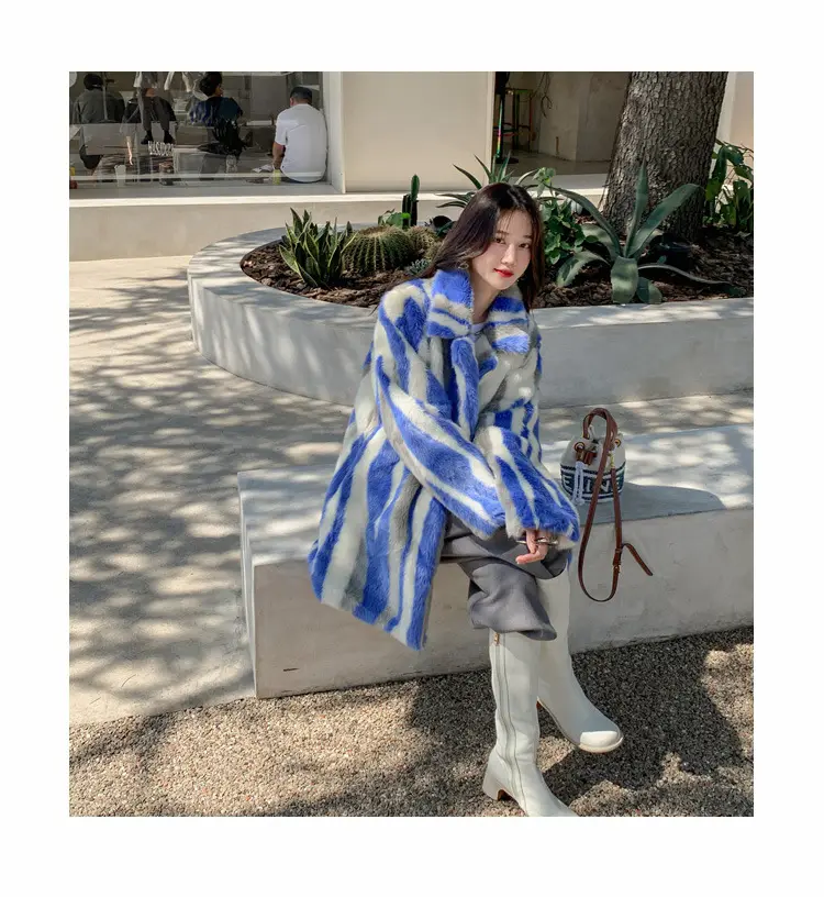 인기있는 모조 밍크 모피 코트 여성 긴 따뜻한 뜨거운 향신료 유럽과 미국 바람 플러시 코트