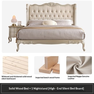 Cama Doble Americana de Lujo Ligero de Madera Maciza de 1.8m para Dormitorio Principal, Cama de Princesa Multifuncional de Alta Gama con Tallado Estilo Palacio Francés - Product Image 6