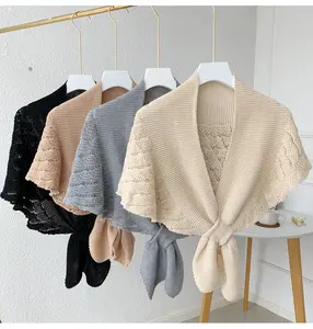 Hàng Mới Về Mùa Xuân Và Mùa Hè Cổ Áo Dệt Kim Cho Nữ Áo Len Poncho Mẫu Khăn Choàng Móc Áo Poncho Cho Nữ Áo Len