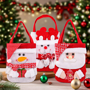 Christmas Party Favor Bag Candy Storage Hand Bag Santa Snowman <b>Reindeer</b> <b>Xmas</b> Gift Packaging Supplies - Product Image 1