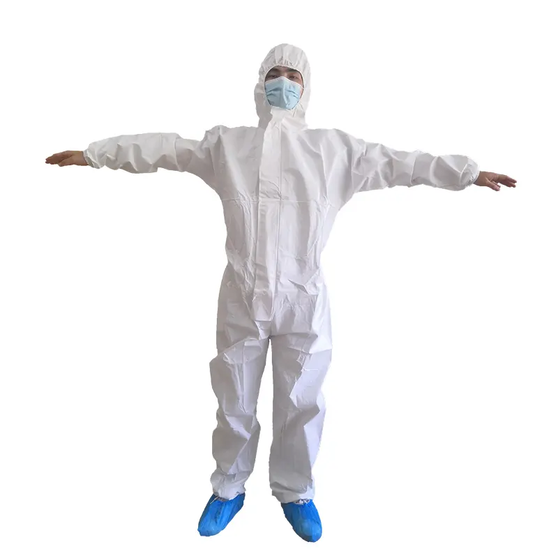 OEM Service Ppe Suit Dispos Suite Biosecurity Clothes Disposable hooded Coverall Microporous laminated Medical protection