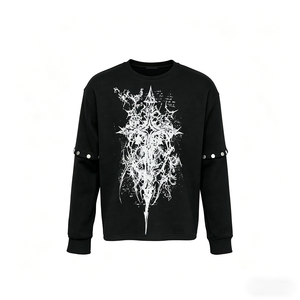 T-shirts gaufrés personnalisés pour hommes, style urbain, décontractés, légers, à manches longues, en coton et polyester, écologiques, séchage rapide - Product Image 1