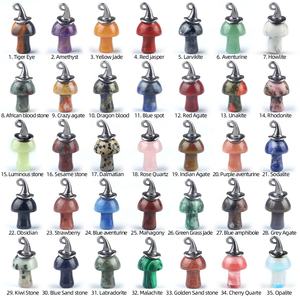 Cristal natural ágata amatista piedras preciosas semipreciosas talladas sombrero hongo colgante DIY accesorios para Navidad magia - Product Image 1