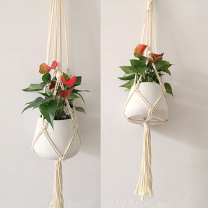Cesta colgante de tejido, bolsa de red para plantas, decoración colgante, <span class=keywords><strong>tapiz</strong></span> bohemio, estante de pared - Product Image 3