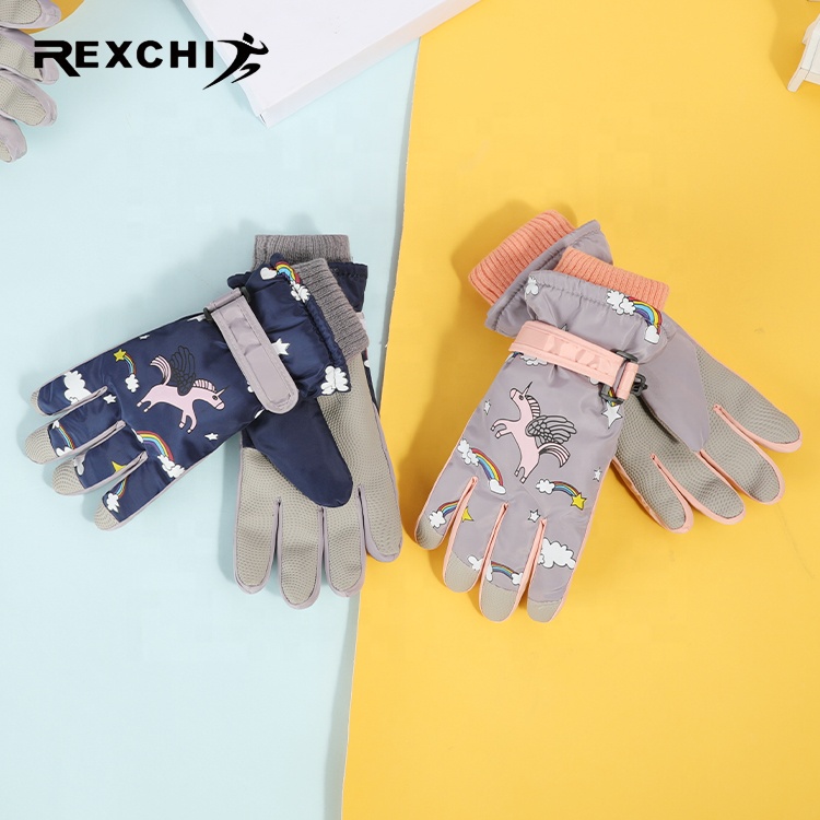 Симпатичные Детские лыжные перчатки REXCHI DRST21 с героями мультфильмов, варежки с пятью пальцами для девочек, водонепроницаемые теплые уличные студенческие нитриловые перчатки для сноуборда
