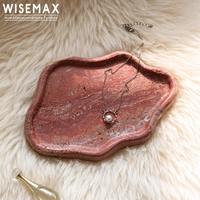 WISEMAX 가구 미니멀리스트 이탈리아 천연 대리석 트레이 보석 접시 식탁 웨딩 라마단 소형 트래버틴 스톤 트레이