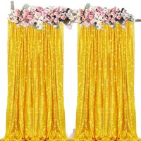 Rideau de paillettes dorées style nordique, draperie transparente à fixer sur un tringle pour la décoration d'hôtels, mariages et banquets