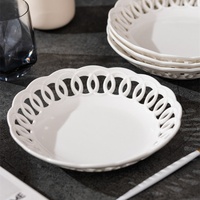 Nieuwe geëmbosseerde keramische holle bord presentatie fruit cake dessert westers servies magnetronbestendig directe verkoop fabrikant huis