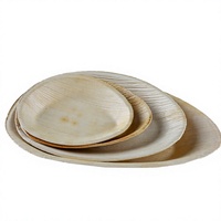 Assiette jetable robuste en forme d'œuf en feuille de palmier, moderne, écologique, pour service alimentaire, biodégradable, en matériau naturel, plat à emporter