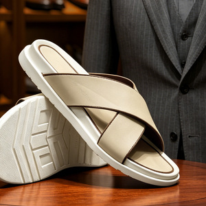 Sandalias Cruzadas con Tiras para Hombre, de Cuero Genuino, Suela de EVA, Estilo Casual de Verano - Product Image 2