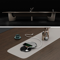 Table de conférence exécutive moderne de luxe en placage de noyer, grande taille, avec chargement sans fil, montage facile, extensible – Meilleure vente