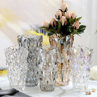 Vase en verre cristal transparent moderne, décoration de luxe pour la maison, ornement de table pour salon, décoration de mariage