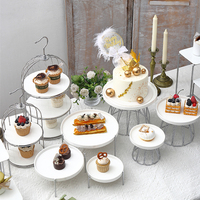 Offre Spéciale : Ensemble de Présentoirs à Gâteaux en Céramique Blanche et Fer Forgé, Style Européen, pour Table de Desserts de Mariage, Thé de l'Après-midi et Buffet Décoratif