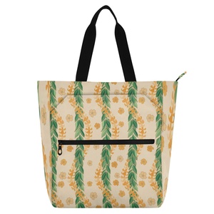 Sac fourre-tout Aloha avec motif floral hawaïen Maile Lei, design personnalisé, impression intégrale, fermeture éclair avant, sac fourre-tout pour étudiants, fournitures scolaires, livres, pour enfants - Product Image 1