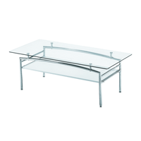 Table Basse Ovale Industrielle Moderne en Acier Inoxydable et Verre Trempé de Luxe de Haute Qualité pour Salle à Manger, Bureau et Maison (Vente en Gros)