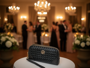 Borsa Clutch con Perline e Chiusura a Cerniera per Eventi Serali, Borsa da Donna a Tinta Unita - Product Image 2